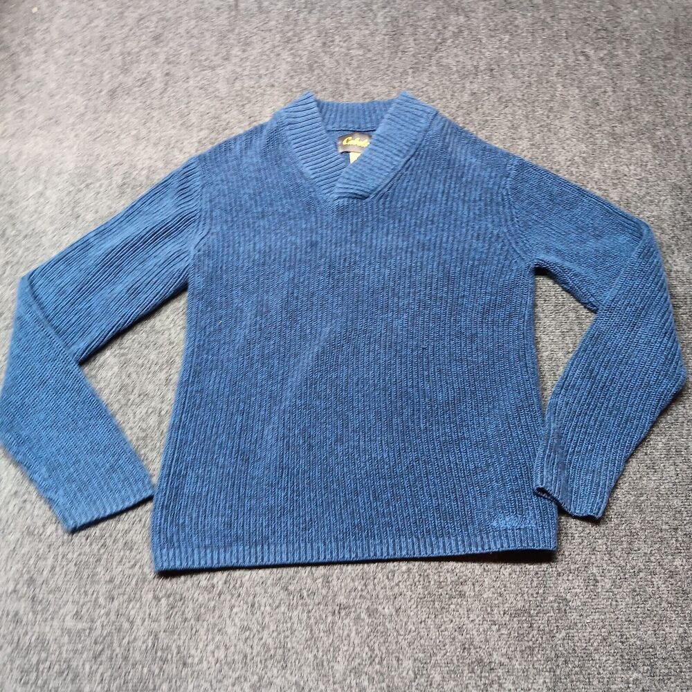 Cabelas Sweater Women Medium‎ Navy Blue Heavyweight Chunky Cozy Knit